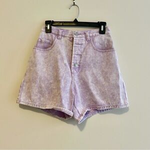 Missguided High Waist Lilac Denim Shorts Purple Button Fly Acid Wash Size 2